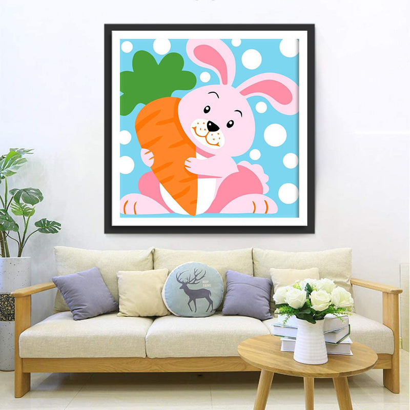 Cartoon Kaninchen und Karotte Diamond Painting