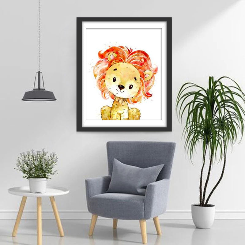 Cartoon-Löwe mit roten Haaren Diamond Painting