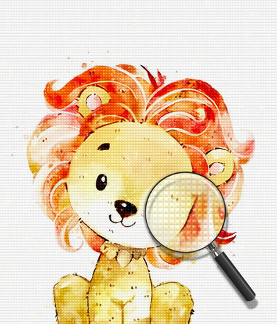 Cartoon-Löwe mit roten Haaren Diamond Painting