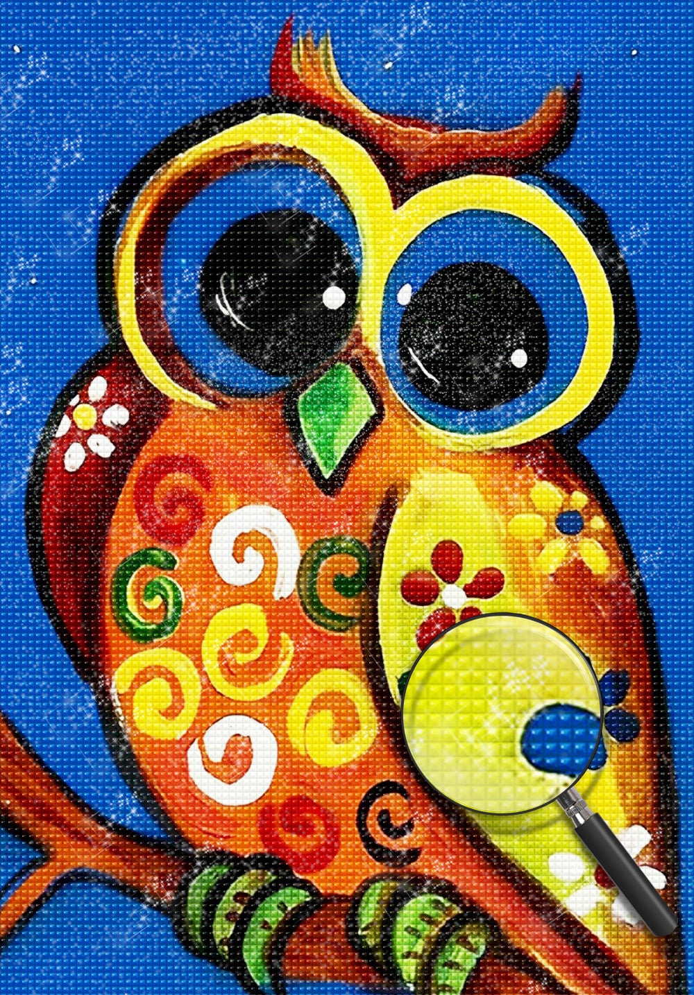 Cartoon orange Eule Diamond Painting