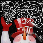 Cartoon-Schneemann mit rotem Hut Diamond Painting
