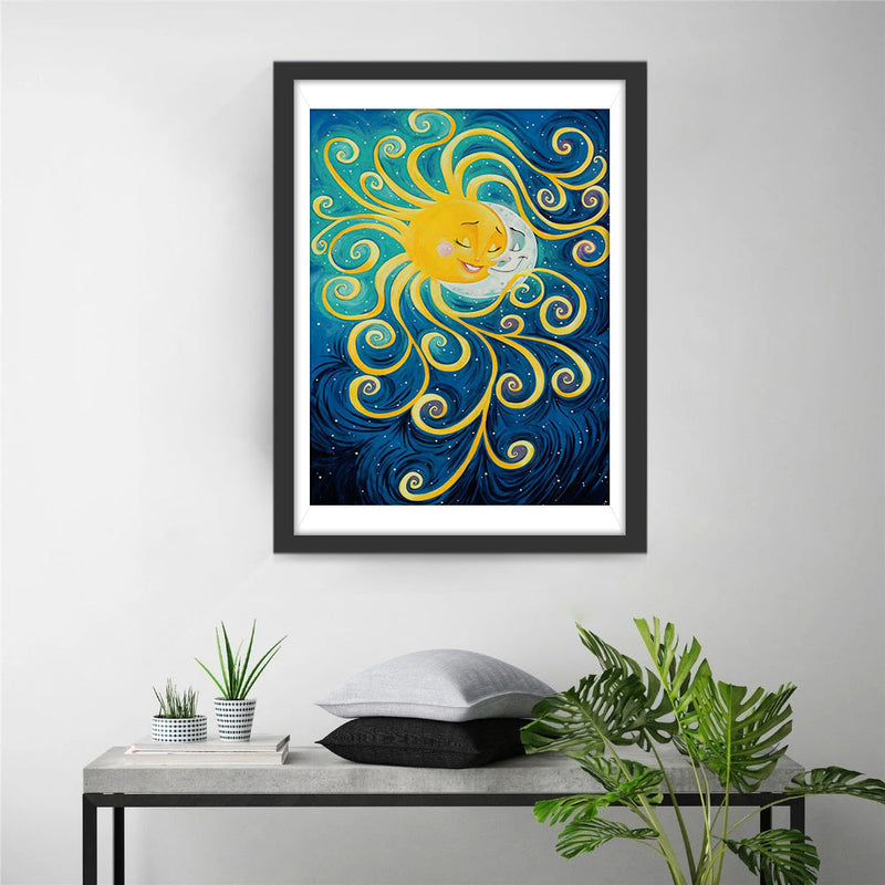 Cartoon Sonne und Mond Diamond Painting