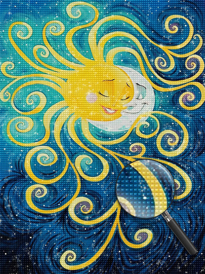 Cartoon Sonne und Mond Diamond Painting