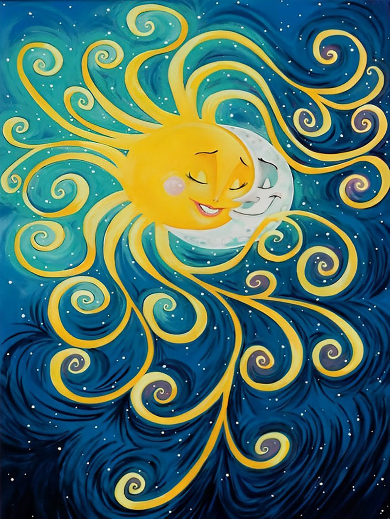 Cartoon Sonne und Mond Diamond Painting