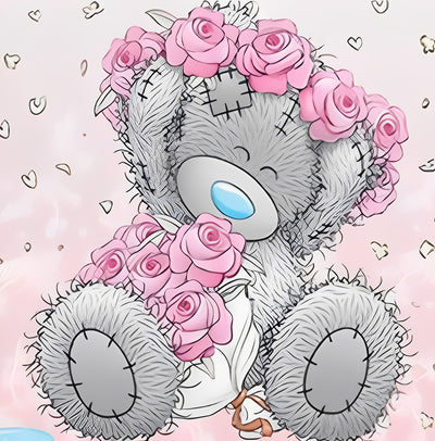 Cartoon Teddybär mit Blumen Diamond Painting