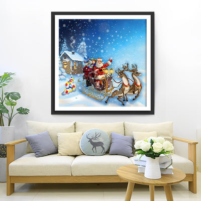 Cartoon Weihnachtsmann und Geschenke Diamond Painting