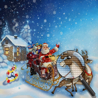 Cartoon Weihnachtsmann und Geschenke Diamond Painting