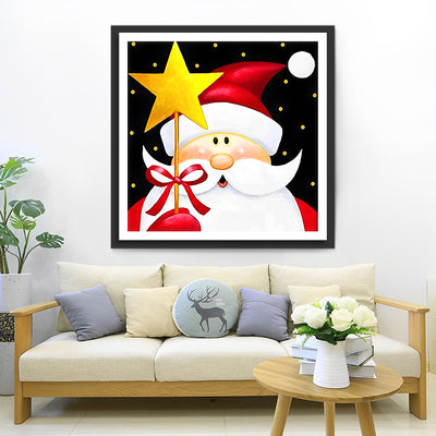 Cartoon Weihnachtsmann und Stern Diamond Painting