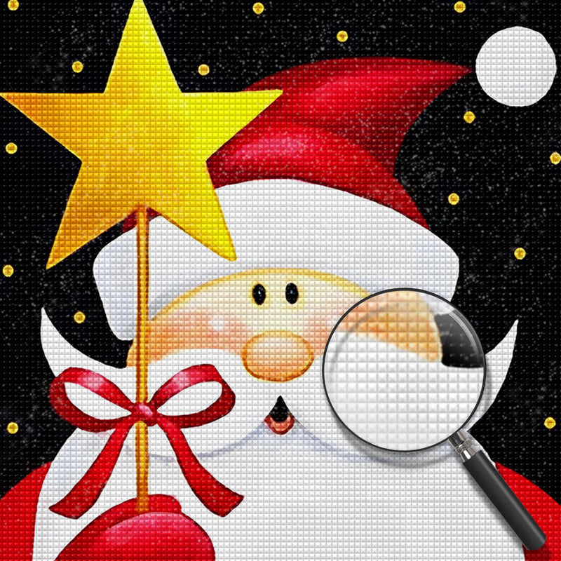 Cartoon Weihnachtsmann und Stern Diamond Painting