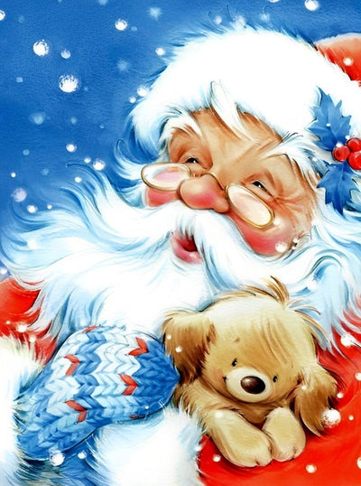 Cartoon Weihnachtsmann und Teddybär Diamond Painting