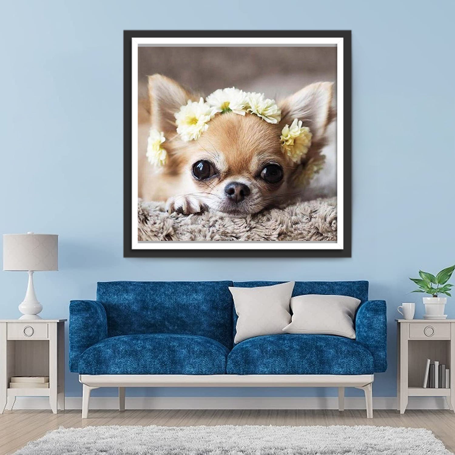 Chihuahua mit einem Kranz Diamond Painting
