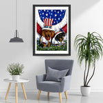 Dachshunde und amerikanische Flagge Diamond Painting