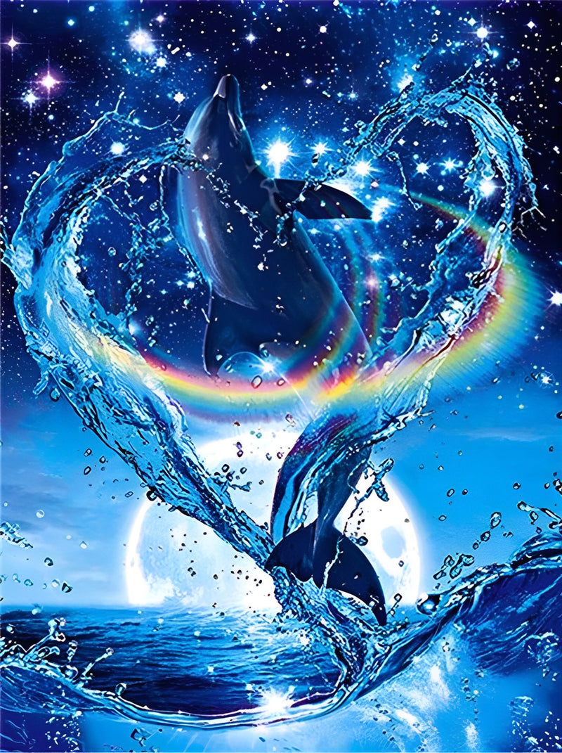 Delfin und Lichtring Diamond Painting