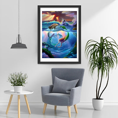 Delfin und Meerjungfrau Diamond Painting