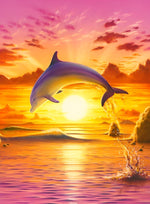 Delfin und rosa Licht Diamond Painting