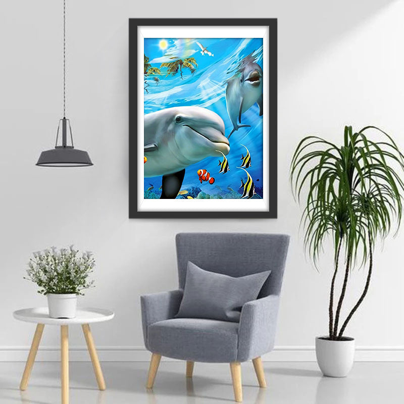 Delfine und Fische im Meer Diamond Painting