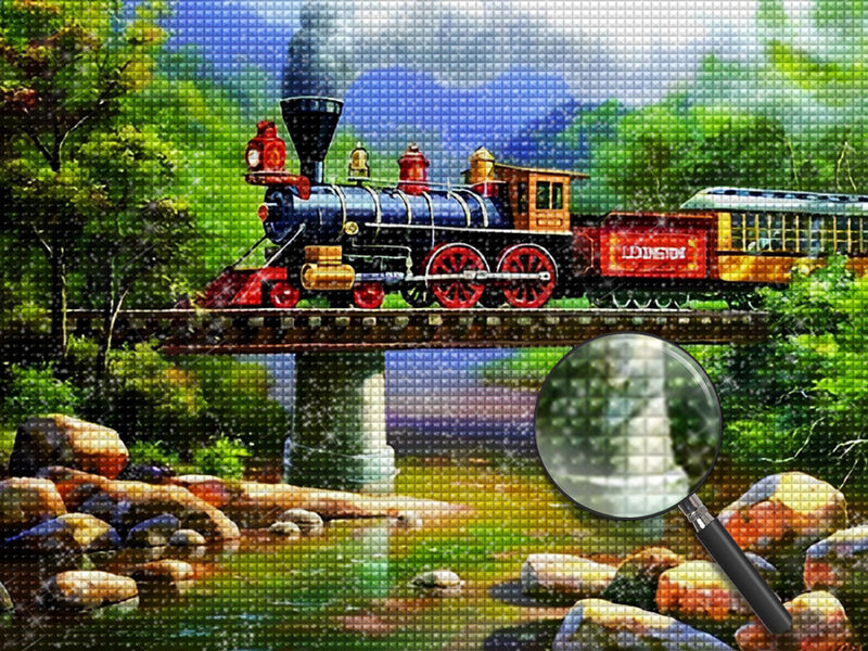 Der Zug auf der Brücke Diamond Painting