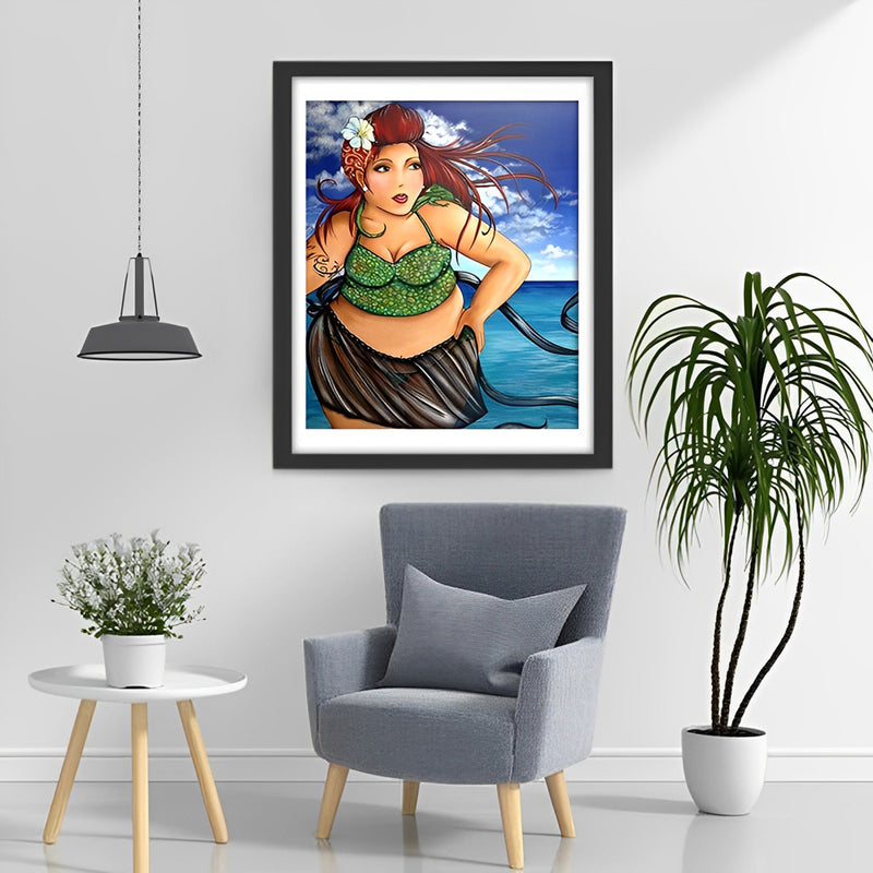 Dicke Dame am Meer Diamond Painting