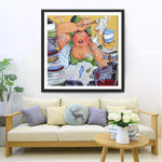 Dicke Dame in der Küche Diamond Painting