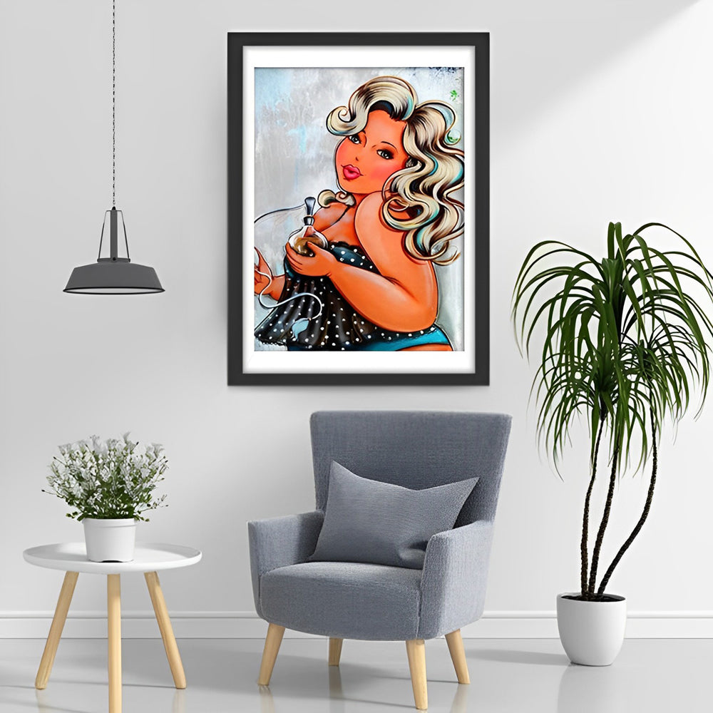Dicke Dame und Parfüm Diamond Painting