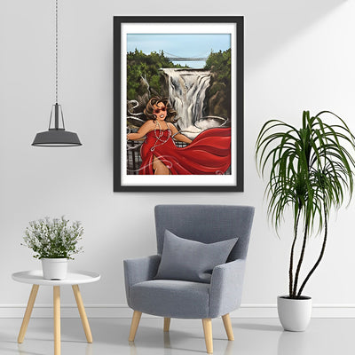 Dicke Dame und Wasserfall Diamond Painting