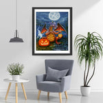 Dinosaurier und Kürbislaternen an Halloween Diamond Painting