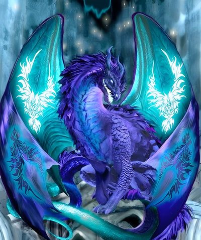 Drache mit blauer Flamme Diamond Painting