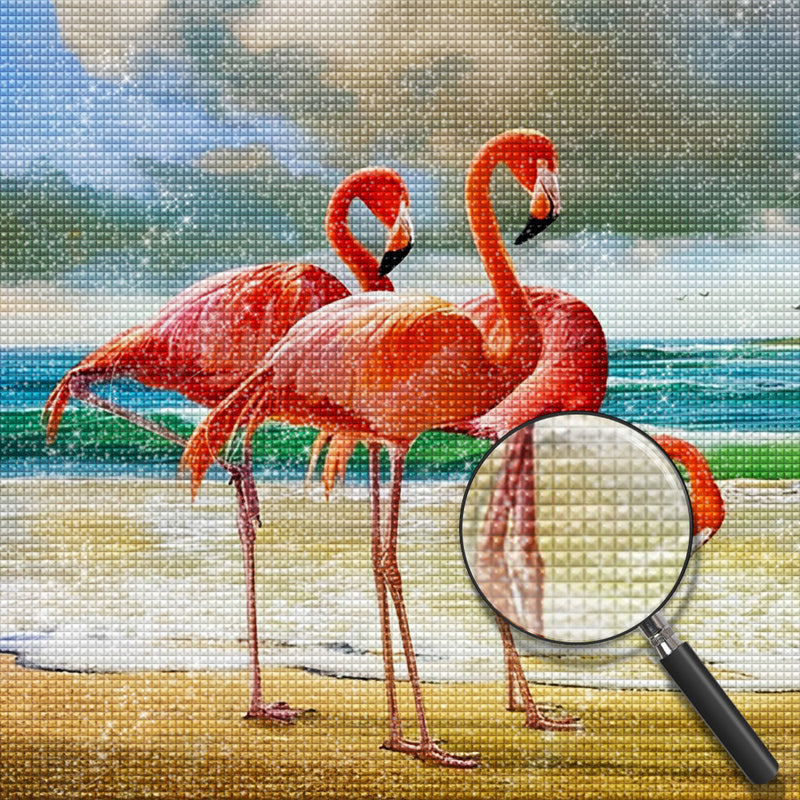 Drei Flamingos am Meer Diamond Painting