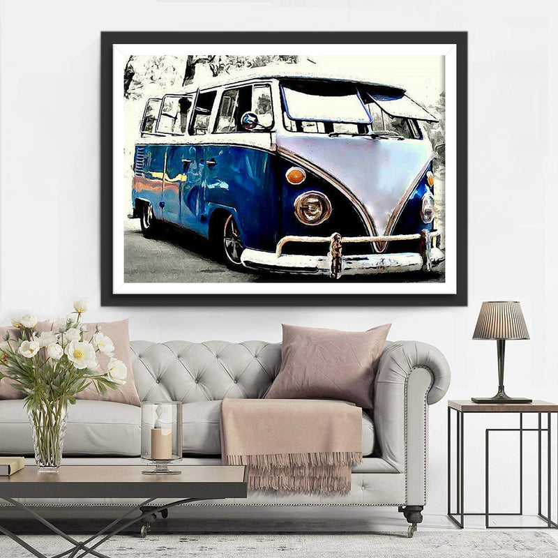 Dunkelblauer Bus Diamond Painting