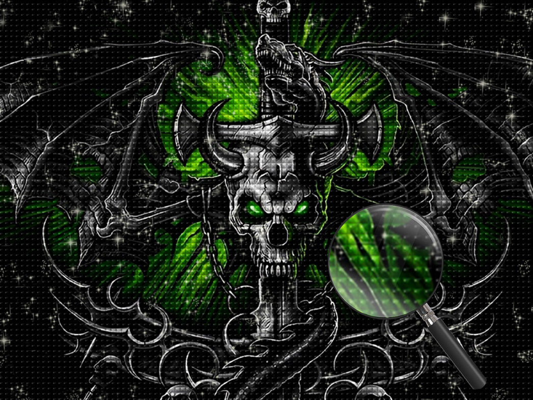 Dunkler Tod im grünen Licht Diamond Painting