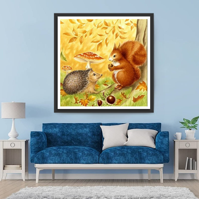 Eichhörnchen und Igel Diamond Painting