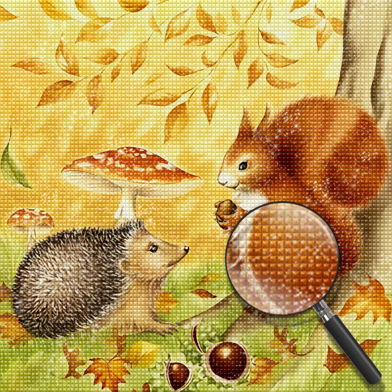 Eichhörnchen und Igel Diamond Painting