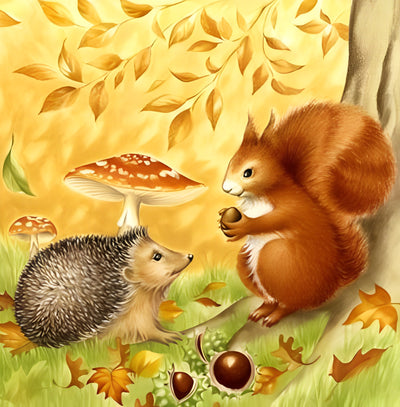 Eichhörnchen und Igel Diamond Painting