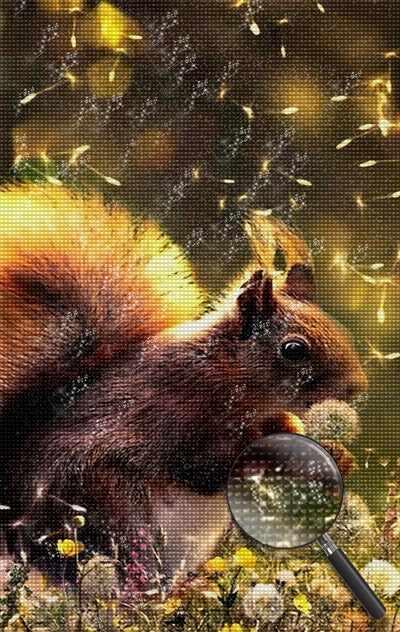 Eichhörnchen und Pusteblumen Diamond Painting