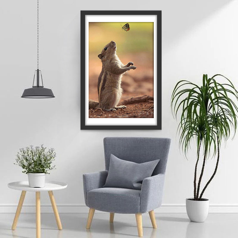 Eichhörnchen und Schmetterling Diamond Painting