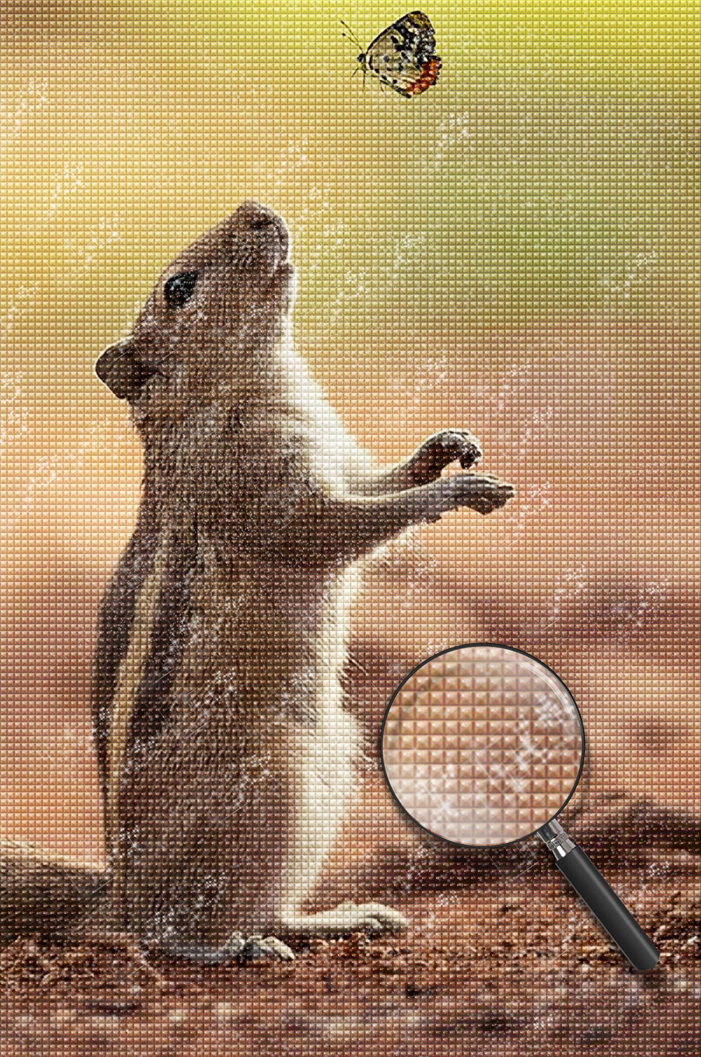 Eichhörnchen und Schmetterling Diamond Painting
