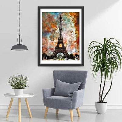 Eiffelturm und dicke Wolken Diamond Painting