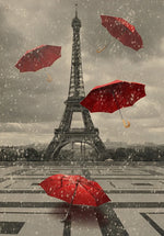 Eiffelturm und rote Regenschirme Diamond Painting