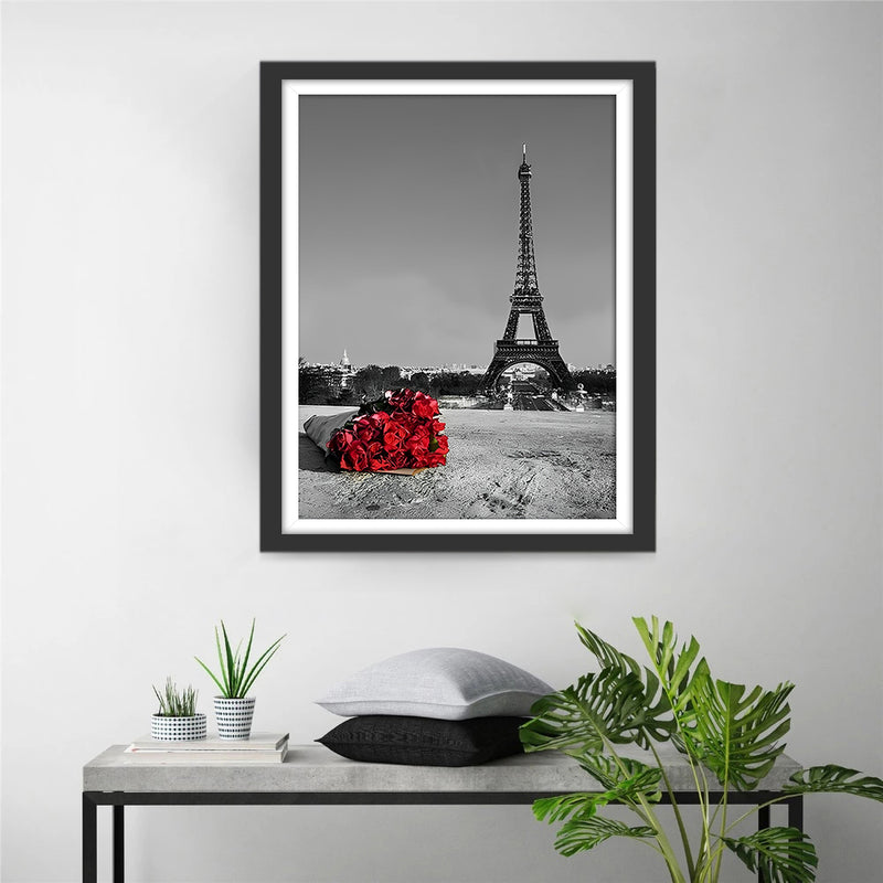 Eiffelturm und rote Rosen Diamond Painting