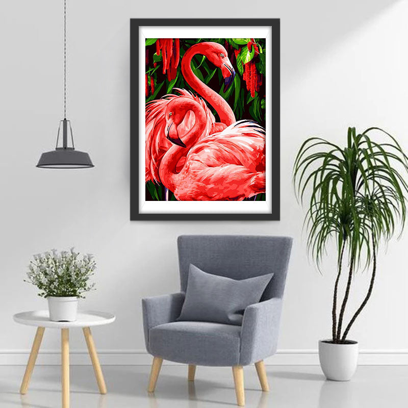 Ein Paar rote Flamingos Diamond Painting