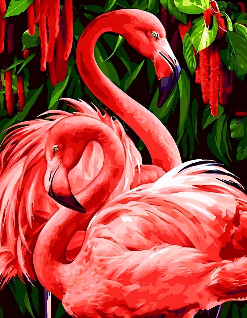 Ein Paar rote Flamingos Diamond Painting