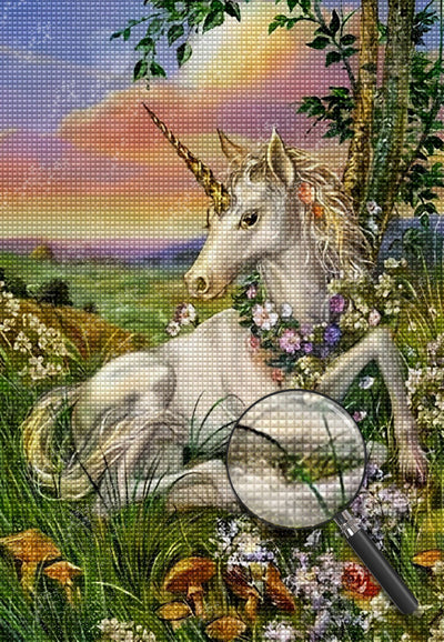 Einhorn auf dem Gras Diamond Painting