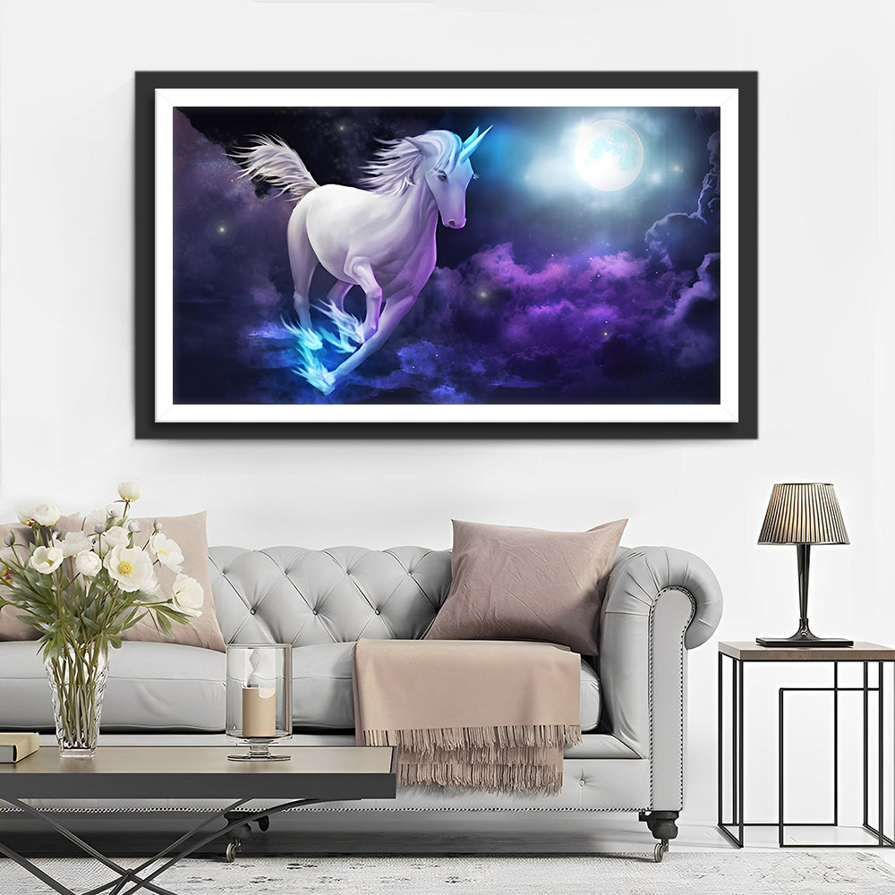 Einhorn auf lila Wolken Diamond Painting