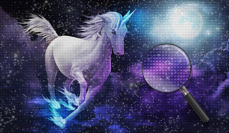 Einhorn auf lila Wolken Diamond Painting