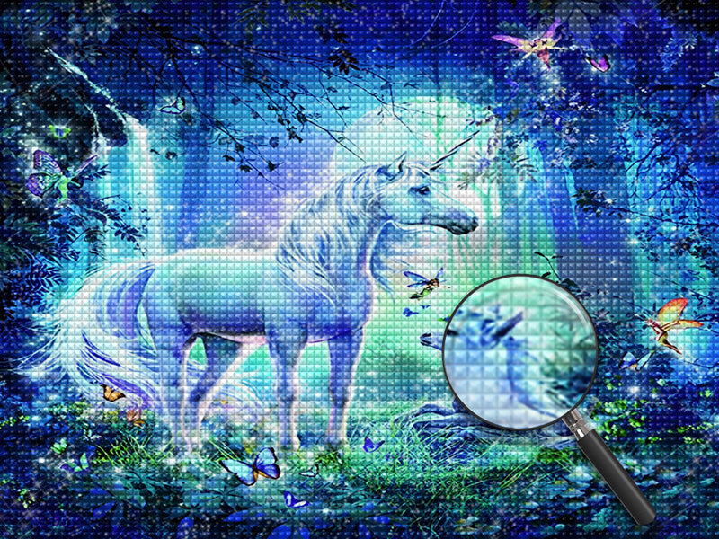 Einhorn im fantastischen Wald Diamond Painting