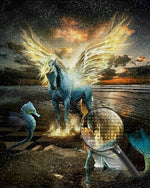 Einhorn, Meerjungfrau und Seepferdchen Diamond Painting