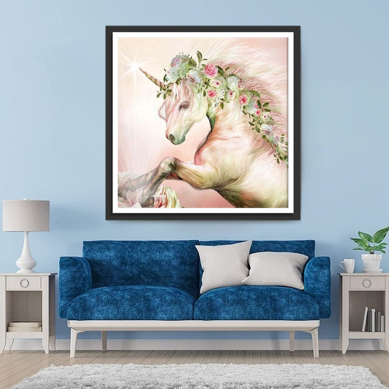 Einhorn mit Blumen Diamond Painting