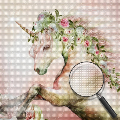 Einhorn mit Blumen Diamond Painting