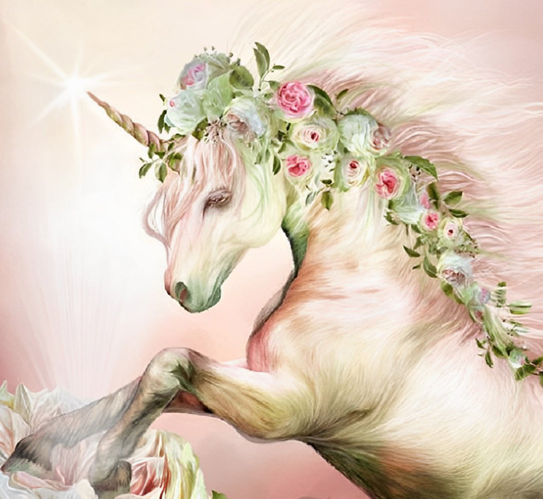 Einhorn mit Blumen Diamond Painting