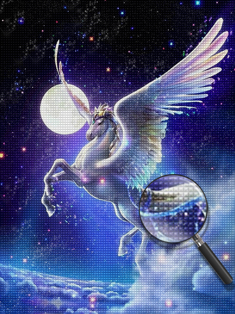 Einhorn mit Flügeln am Sternenhimmel Diamond Painting